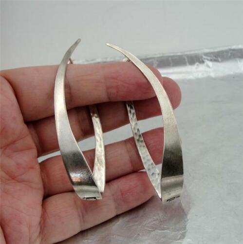 Hadar Designers Hoop Earrings 925 Sterling Silver Large Handmade Artistic (MS)y