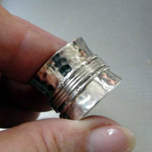 Ring 925 Sterling Silver Swivel Wide Band size 6 Handmade Hadar Designers () SALE