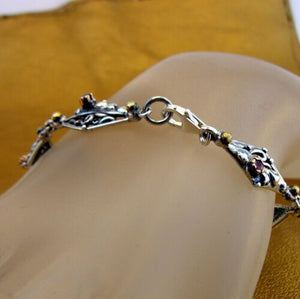 Hadar Designers Handmade 9k Gold Sterling Silver Ruby Emerald Bracelet () LAST