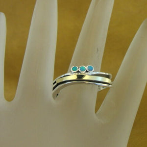 Hadar Designers Blue Opal size 11.5,12 Ring 9k Gold 925 Sterling Silver (ms)12Y
