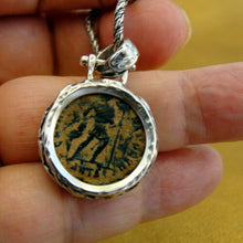 Load image into Gallery viewer, Hadar Designers Antique Roman Bronze Coin Pendant Handmade Sterling Silver (as)