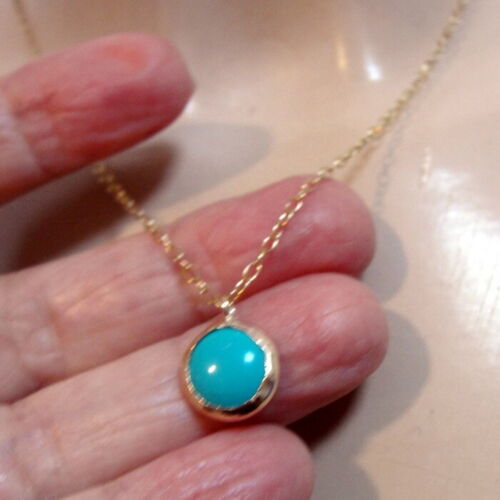 Turquoise Pendant 14k Yellow Gold Filled Handmade Modern Classy Hadar Designers (V