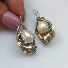 Load image into Gallery viewer, Hadar Designers 9k Yellow Gold Sterling Silver Blue Kyanite Earrings (ms 328)