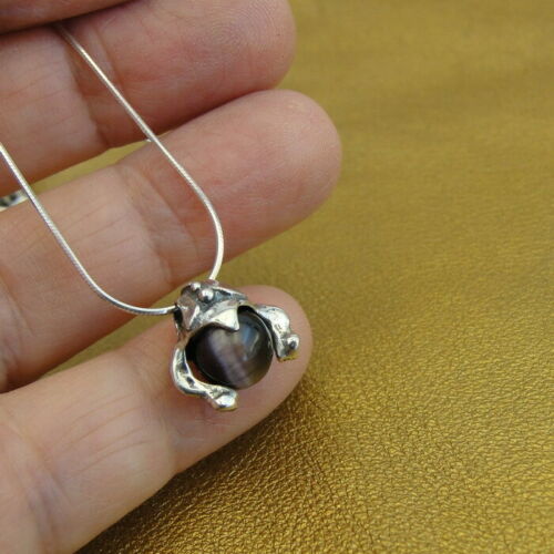 Cat's Eye Pendant 925 Sterling Silver Handmade Art Hadar Designers (H) SALE