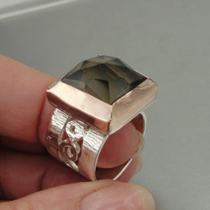 Smokey Ring 9k Rose Gold  Handmade Sterling Silver 6,6.5  Hadar Designers () LAST